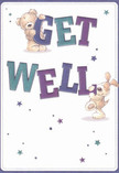 This delightfully vibrant get well card bursts with warmth and cheerful optimism, much like the welcoming spirit of Marks Gate itself. Two adorable characters-a round, cuddly bear and a lively, floppy-eared pup-spring playfully from the scene, each joyfully interacting with the oversized, colourful letters that spell out 'Get Well.' Rich shades of indigo and teal lend a gentle vibrancy to the text, standing out against the light cream background and echoing the fresh palette of spring bouquets ready for delivery around Chadwell Heath. Stars in dreamy variations of blue and purple sprinkle hope across the card, their playful shimmer brightening the scene. The illustrated fur of both the bear and puppy is so lush and inviting, you might imagine the soft comfort of a favourite childhood toy-or the tactile pleasure of running your fingers through a bundle of fresh blooms from a trusted local florist. A sense of soothing, emotional kindness radiates from every detail, making this card the perfect companion to a flower delivery for anyone in Marks Gate in need of caring encouragement and a little spark of happiness.